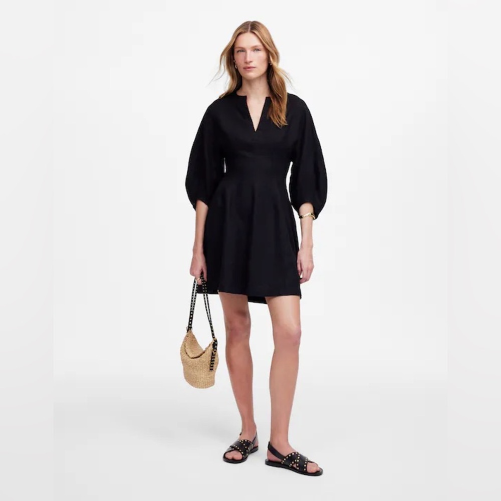 Madewell Splitneck Mini Dress in 100% Linen